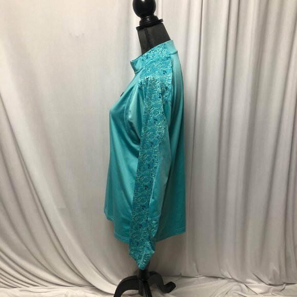 Nepallo Athletic Top Womens Sz Small Turquoise Partial Zip Long Sleeve Pullover - Picture 3 of 8